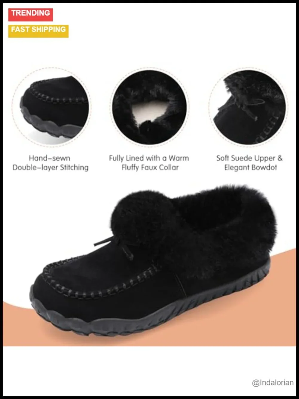 Womens Mocc Boots Warm Winter Ankle Boots Fur Lined Outdoor Slippers